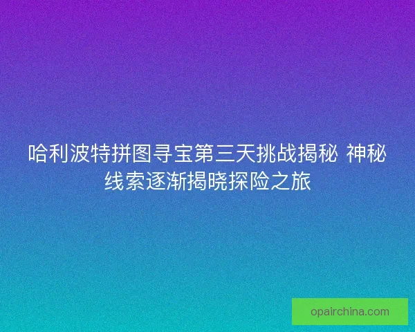 哈利波特拼图寻宝第三天挑战揭秘 神秘线索逐渐揭晓探险之旅