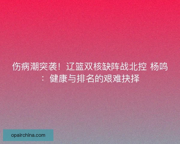 伤病潮突袭！辽篮双核缺阵战北控 杨鸣：健康与排名的艰难抉择