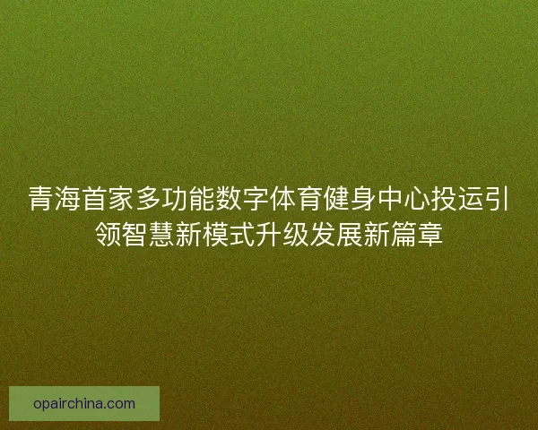 青海首家多功能数字体育健身中心投运引领智慧新模式升级发展新篇章