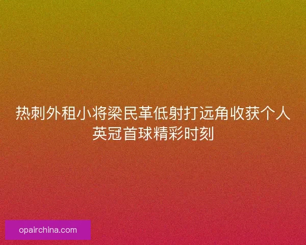 热刺外租小将梁民革低射打远角收获个人英冠首球精彩时刻