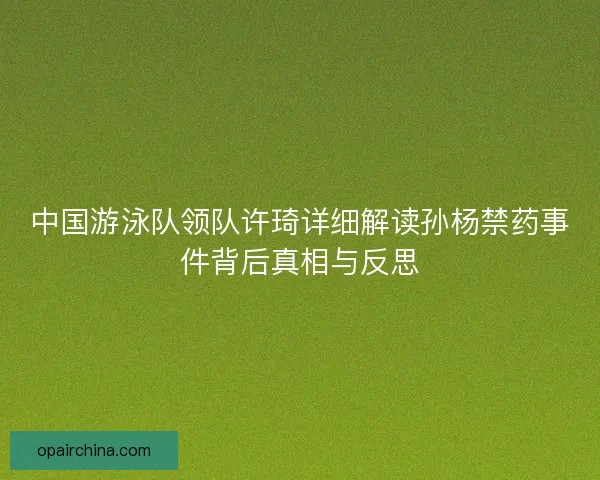 中国游泳队领队许琦详细解读孙杨禁药事件背后真相与反思 中国游泳队领队许琦详细解读孙杨禁药事件背后真相与反思